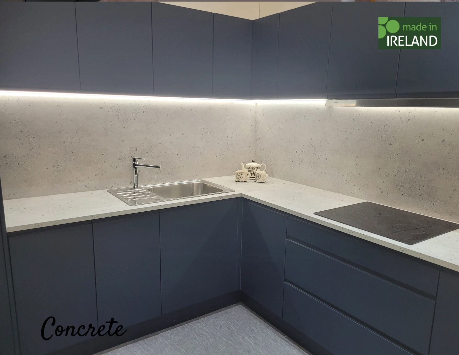 Concrete-effect laminate worktop surface from the Urban Stone collection showing textured stone finish